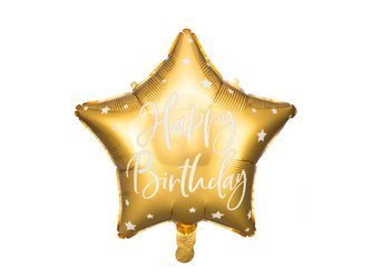 Balon foliowy - Gwiazdka Happy Birthday! - Złota - 40 cm