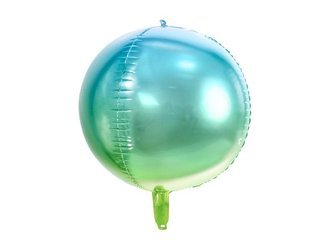 Balon foliowy - Kula Ombre - Niebiesko-Zielona - 35 cm