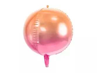 Balon foliowy Kula ombre - 35cm -  różowo-pomarańczowy