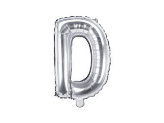 Balon foliowy - Litera "D" - Srebrna - 35 cm