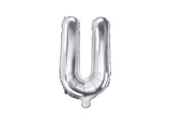 Balon foliowy - Litera "U" - Srebrna - 35 cm