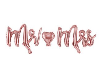 Balon foliowy - Mr ♥ Mrs - Różowe złoto - 69 x 125 cm