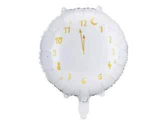 Balon foliowy - biały Zegar - 45 cm