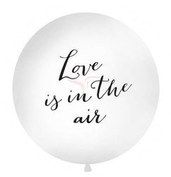 Balon lateksowy 1m - Okrągły - Biały - Love is in the air
