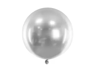 Balon lateksowy - Glossy - Okrągły - Srebrny - 60cm