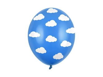 Balony 30 cm - Chmurki - Pastel Corn. Blue - 6 szt.