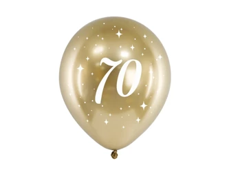 Balony Glossy 30cm - Urodzinowe - 70 - Złote - 6 sztuk