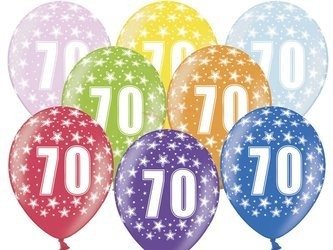 Balony Strong 30cm - 70th Birthday - Metallic Mix - 50 sztuk
