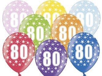 Balony Strong 30cm - 80th Birthday - Metallic Mix - 50 sztuk