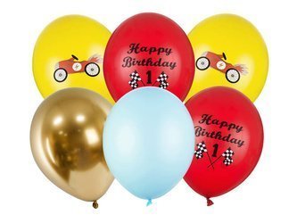 Balony Strong 30cm - Happy Birthday - Auto - 6 szt.