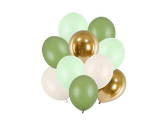 Balony lateksowe 30cm - Zielone - Mix - 10 sztuk