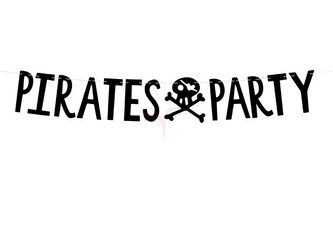 Baner na imprezę - Pirates Party - Czarny - 14 x 100 cm