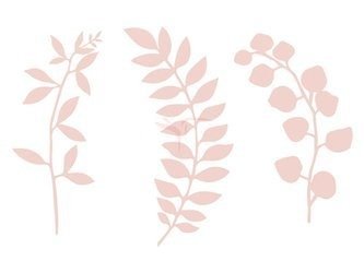 Dekoracje papierowe - Gałązki z listkami - Pudrowy róż - 9 sztuk