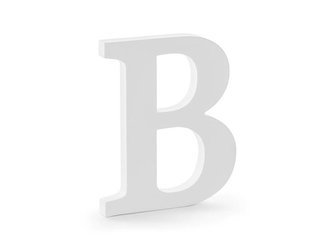 Drewniana litera B - Biały - 16,5 x 20 cm