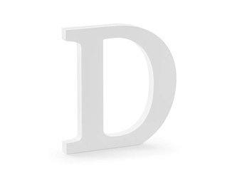 Drewniana litera D - Biały - 19,5 x 20 cm