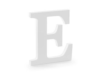 Drewniana litera E - Biały - 17 x 20 cm