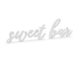 Drewniany napis - Sweet Bar - Bielony - 37 x 10 cm