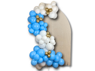 Girlanda balonowa - błękit, biel i złoto Glossy - 108 szt.