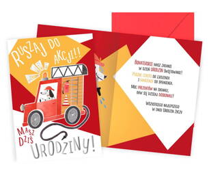 Kartka okolicznościowa - Urodzinowa - Wóz strażacki