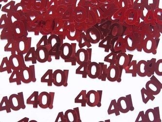 Konfetti metalizowane - Liczba 40 - Czerwone - 15 g