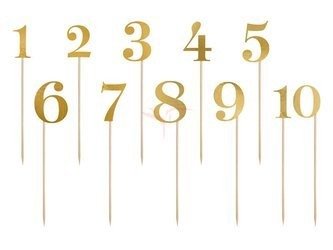 Numery na stół - Złote - 25,5 - 26,5 cm - 11 sztuk
