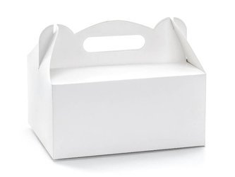 Ozdobne pudełka na ciasto - 19 x 14 x 9 cm - białe - 10 szt.