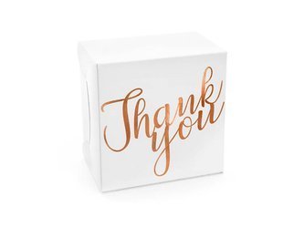 Pudełka na ciasto - Thank You - Różowe złoto - 14 x 8.5 x 14 cm - 10 sztuk