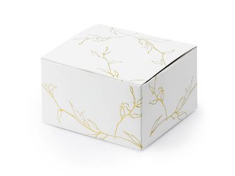 Pudełka na upominki - Gałązki - Białe - 6 x 3.5 x 5.5 cm - 10 sztuk