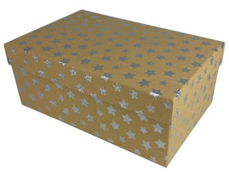 Pudełko Prezentowe - Holograficzne Gwiazdki - 15,3 x 23,5 x 9,5 cm