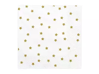 Serwetki papierowe - Białe w złote gwiazdki - 20 sztuk