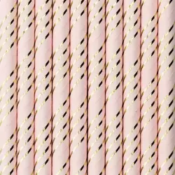 Słomki papierowe - jasny różowy - 19.5 cm