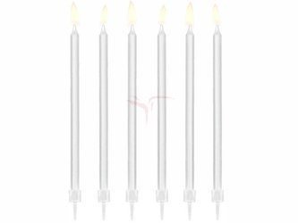 Świeczki urodzinowe - Gładkie - Białe - 14cm - 12 sztuk
