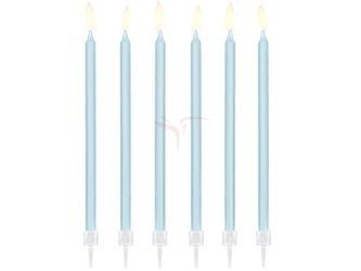 Świeczki urodzinowe - Gładkie - Błękitne - 14cm - 12 sztuk