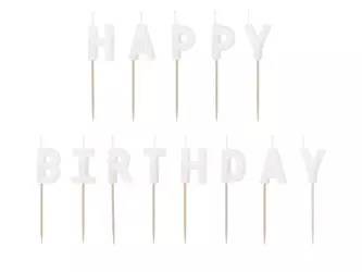 Świeczki urodzinowe - Happy Birthday - Białe - 2,5 cm