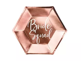 Talerzyki papierowe - Bride Squad - Różowe złoto - 23 cm - 6 szt.