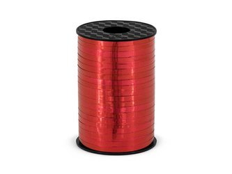 Wstążka plastikowa - Czerwona - Metalizowana - 225m / 5mm