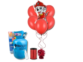Zestaw balony plus hel - Marshall - czerwony - 20 elementów