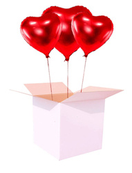 Zestaw napompowanych balonów z helem - 3 serca czerwone