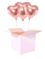 Zestaw napompowanych balonów z helem - 3 serca różowe złoto