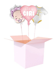 Zestaw napompowanych balonów z helem - Baby shower dziewczynka
